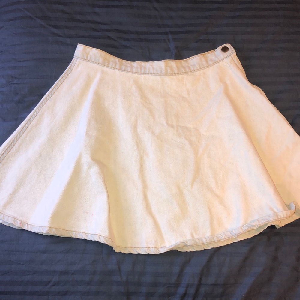 American Apparel White Denim A-Line Skirt